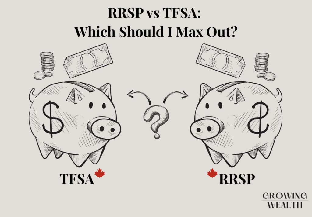RRSP vs TFSA comparison illustration with piggy banks representing Canadian registered accounts