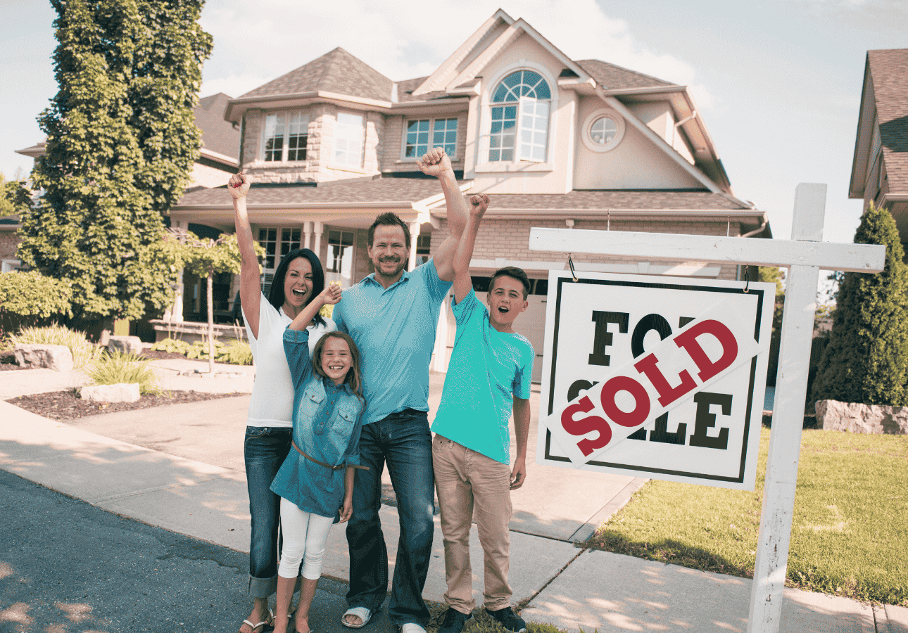 Canadian family celebrating buying their first home after using an FHSA.