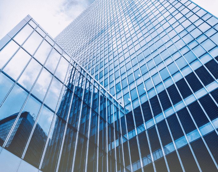 Modern glass office building representing digital banks and online financial services in Canada.