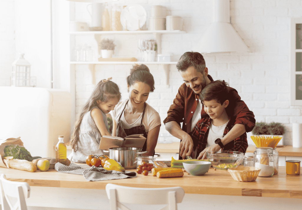Family enjoying time together at home, symbolizing the peace of mind financial automation provides.