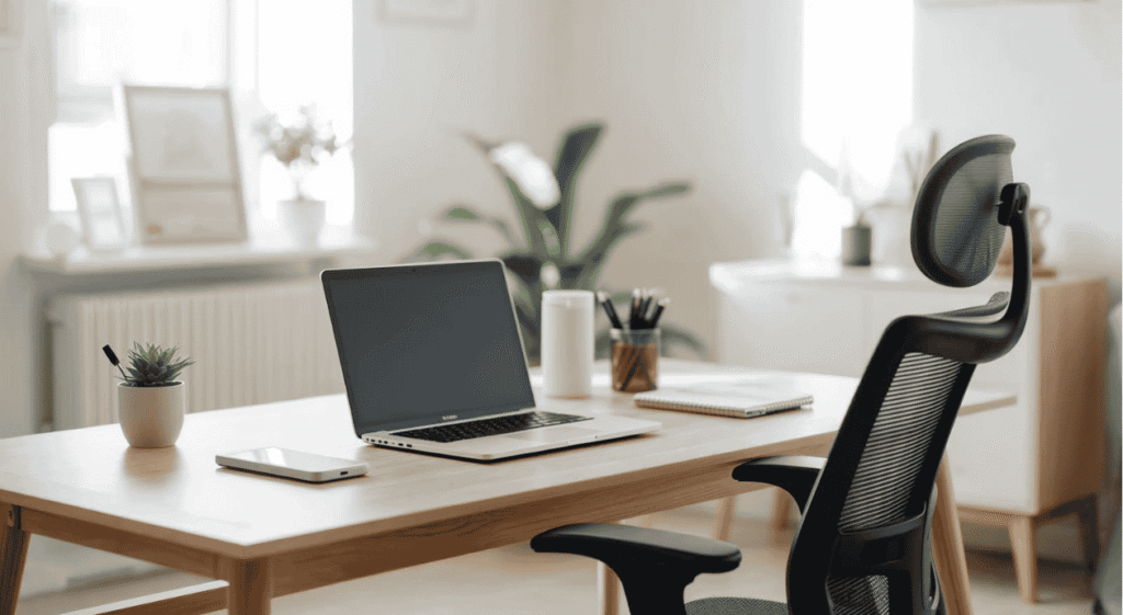 Minimal organized workspace representing a clean and simplified financial environment.