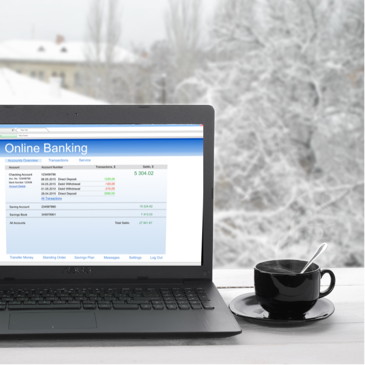 Canadian financial planning in January with online banking and savings overview