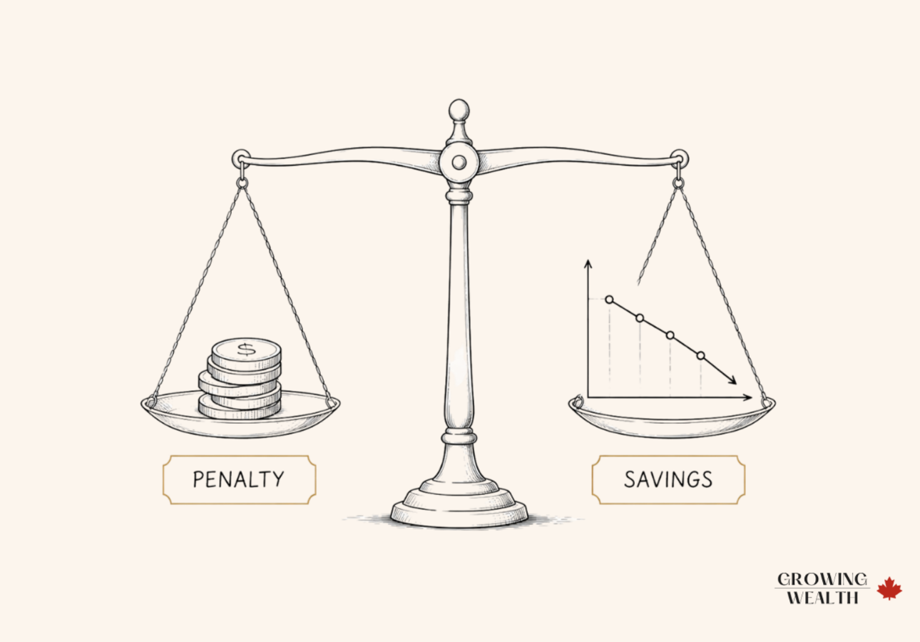 Illustration comparing mortgage prepayment penalty cost against interest rate savings